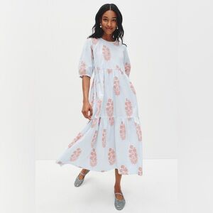 SZ Blockprints Blue Floral Gaia Dress